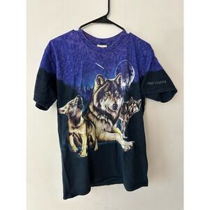 Vintage Wolf Coyote Nature Tie Dye Shirt Size M Wilderness AOP West Virginia